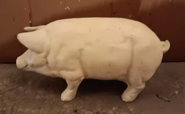 Pig 18 Inch  Heavy Cast Iron  White  Decor  Office Home Garage Decor