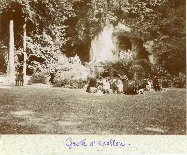 France, Jardin de Versailles. Grotte d&#039;Apollon  Vintage citrate print. Ti
