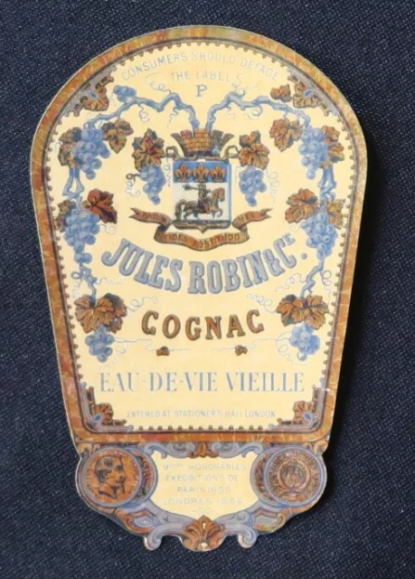 Ancienne étiquette COGNAC JULES ROBIN Eau-de-vie vieille petit format old label