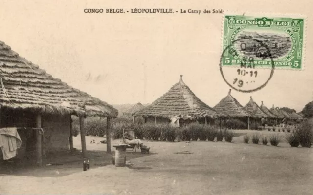 Cpa Congo Belge Leopoldville Le Camp Des Soldats