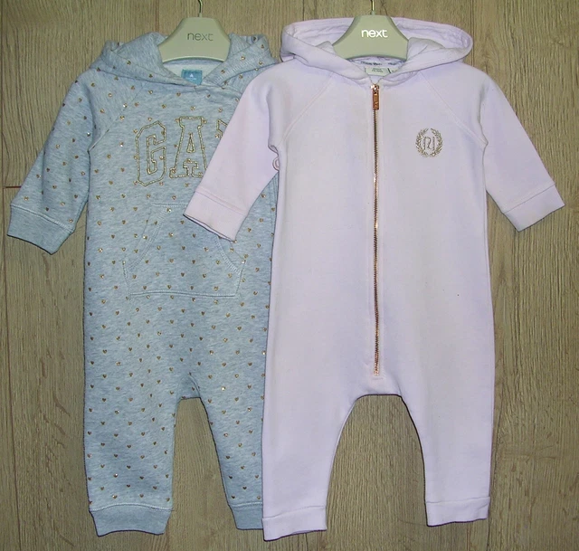 RIVER ISLAND GAP Girls Pink Grey Jersey Pram Suits Coats Jackets Age 6-9 Months