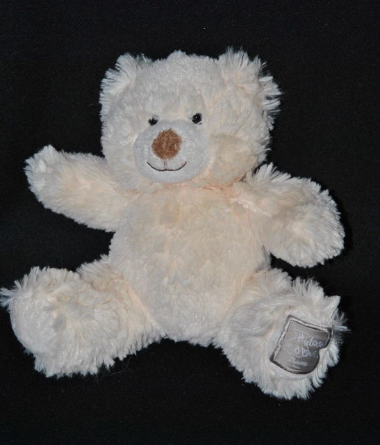 Peluche doudou ours HISTOIRE D'OURS blanc crème yeux durs 23 cm NEUF