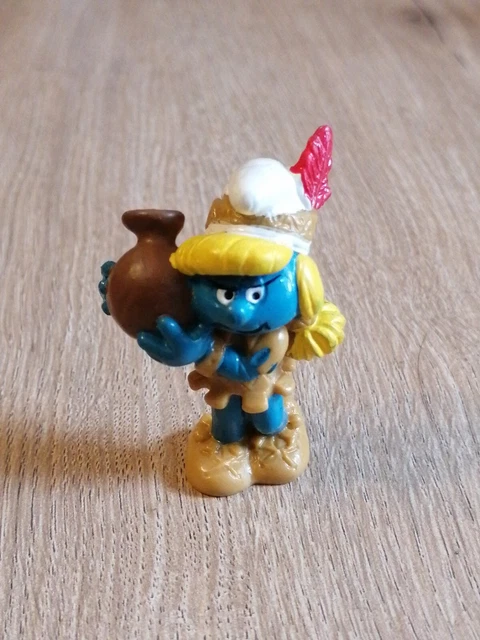 Figurine Schtroumpfette Indienne Smurf 1983 HK - Vintage, PVC, Occasion, Collection PEYO