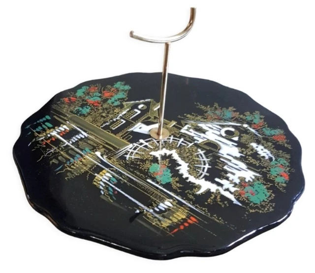Longwy : grands Plats à tarte en faïence et émaux style japonisant