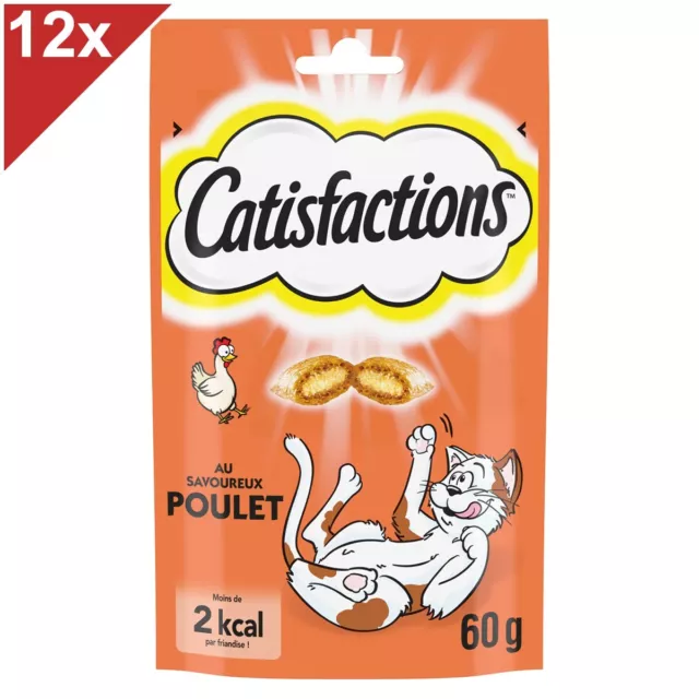 CATISFACTIONS Friandises au poulet pour chat et chaton (12x60g)