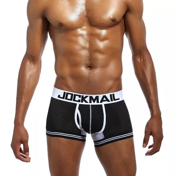 Jockmail Brand Men's Mesh Breathable Boxer Briefs Sexy Pouch Gay Comfy Underwear