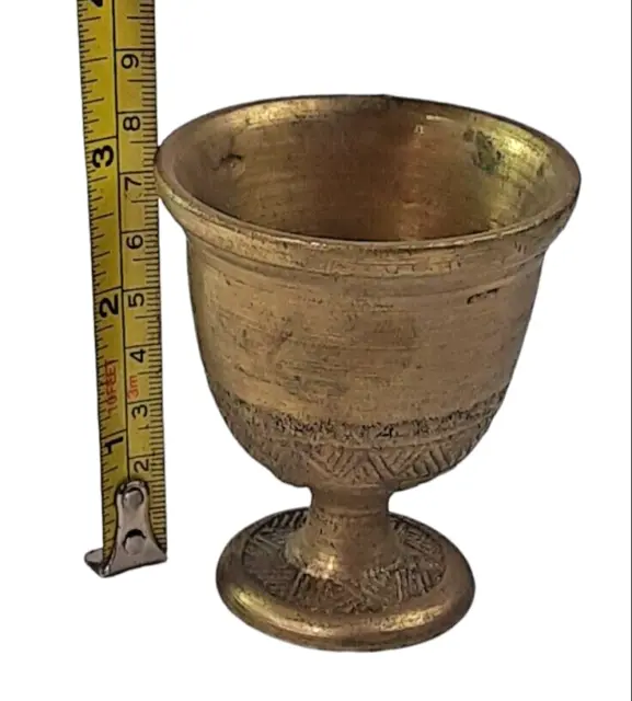 Vintage Small Solid Brass Mortar Heavy Mid Century Middle East Style-No Pestle