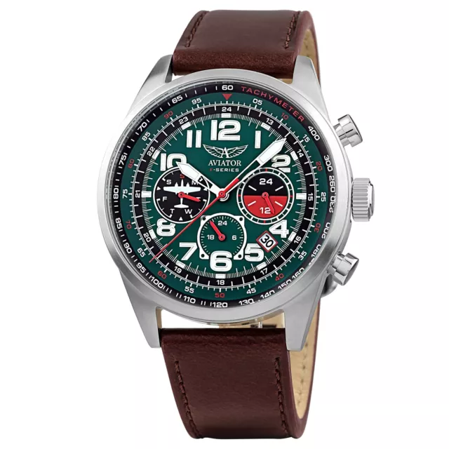 Orologio aviator uomo al quarzo quartz analogico Watch da Polso pelle cronografo