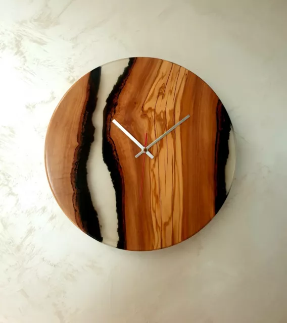 Orologio in legno di ciliegio e resina grigia - WoodAge