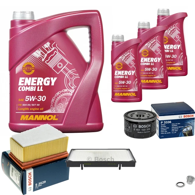 MANNOL - Set di filtri 5 litri olio motore Energy Combi LL 5W-30 API SN/CF MANN-FILTER filtro aria filtro abitacolo filtro olio filtro olio filtro carburante