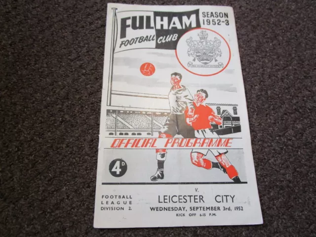 FULHAM  v  LEICESTER CITY  1952/3  SEPTEMBER 3rd  FOOTBALL PROGRAMME