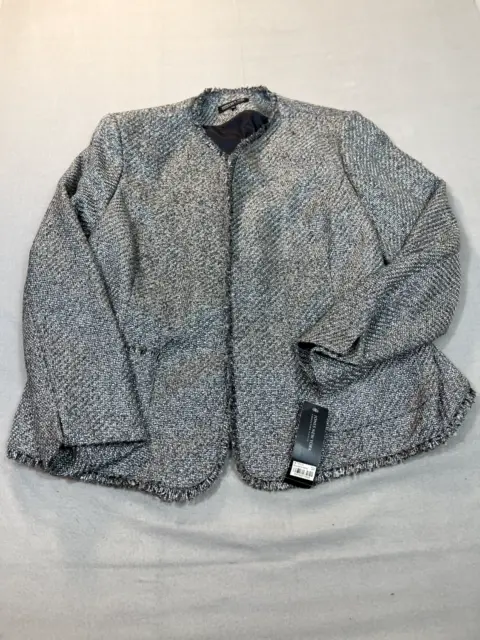 Jones New York Blazer Jacket Signature Size 20W Woman Gray Black Specks Open New