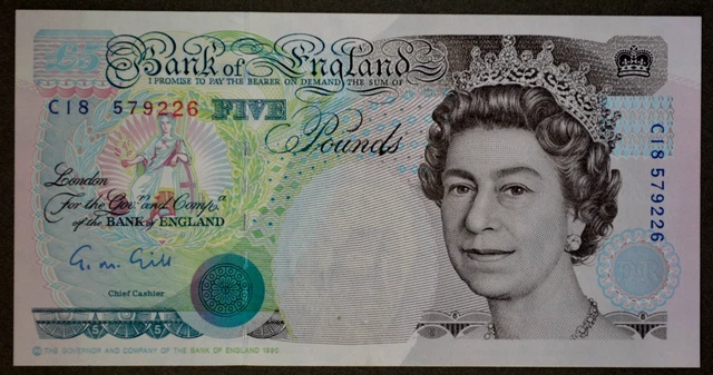 BANK OF ENGLAND POUNDS 1990 GILL UNCIRCULATED BANKNOTE. 5x $55.84 ...