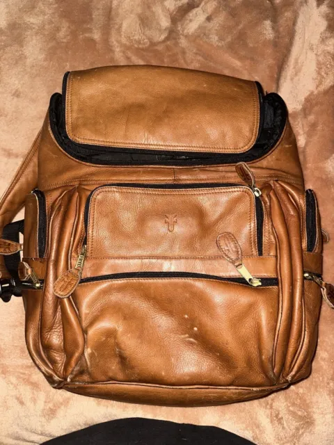 Frye Logan brown leather backpack with laptop sleeve