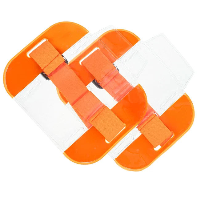 2 Pcs   ID Card Armband Holder Plastic Card Sleeves Work Permit