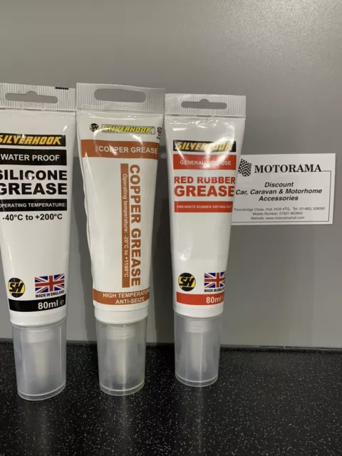 3x GREASE SELECTION 1x RED RUBBER 1x SILICONE 1x COPPER GREASE HIGH TEMP