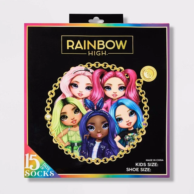 GIRLS RAINBOW HIGH 15 Days of Socks Countdown Advent Calendar NWT 32.
