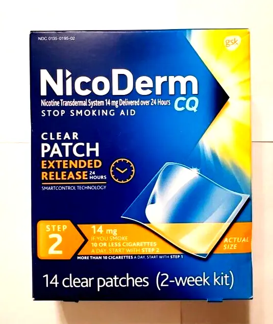 New Nicoderm CQ Nicotine Patches 2-week kit - 14 Patches - 14mg - Exp 08/2026