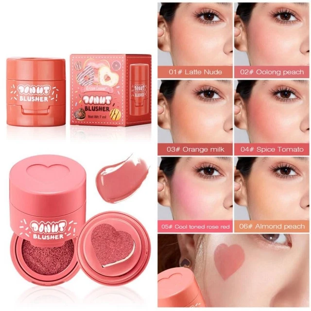 Long-Lasting Heart Shaped Applicator Shiny Face Cushion Blusher  Girls