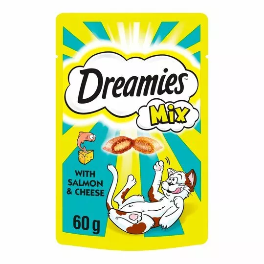Delicias para gatos Dreamers 60 g sabores mixtos salmón y queso