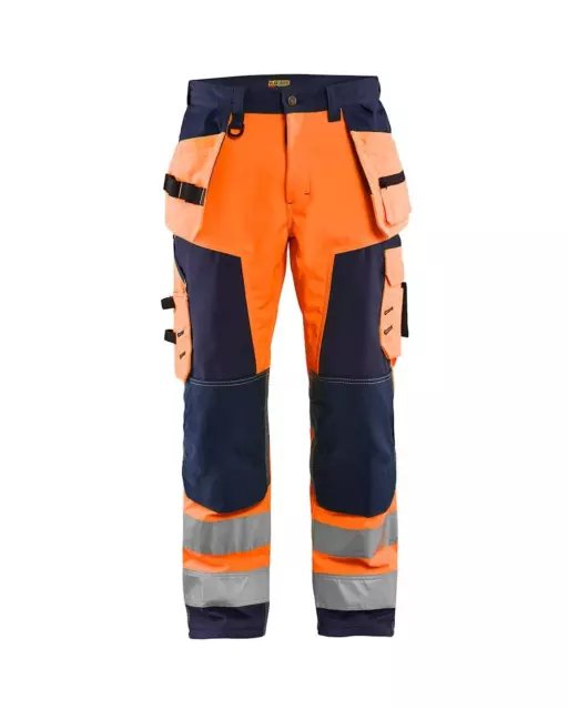 Blaklader Craftsman orange/navy hi-vis waterproof  holster trouser 2