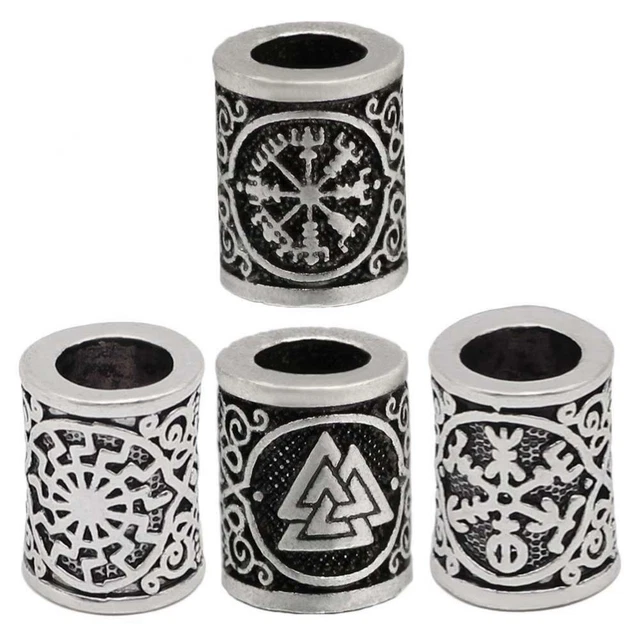 10 Pcs Vikings Rune Beard Bead Set   Dreadlocks Rings for Dreads Beards,Hair