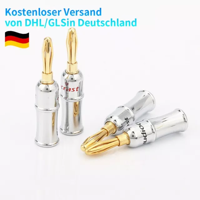 8x HIFI Bananenstecker 24K Vergoldet High End Bananas Banana schraubbar Stecker