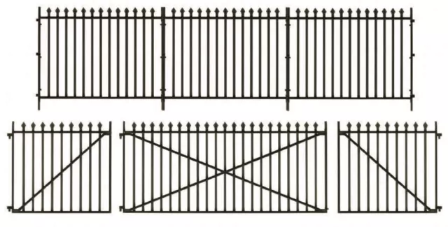 O Gauge GWR Spear fencing - Straight & Gates Peco LK-741