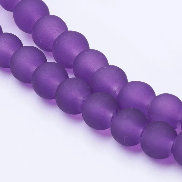 Frosted Round Glass Beads - 6mm 8mm 10mm - Various Colours - Translucent