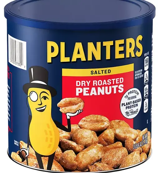 Scatola XXL PLANTERS Salted Dry Roasted ""Peanuts"" arachidi salate 1470 gr USA