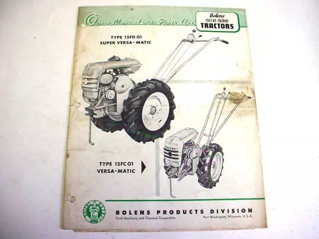 Bolens Lawn & Garden Tractors Owner Manual & Parts list Manual