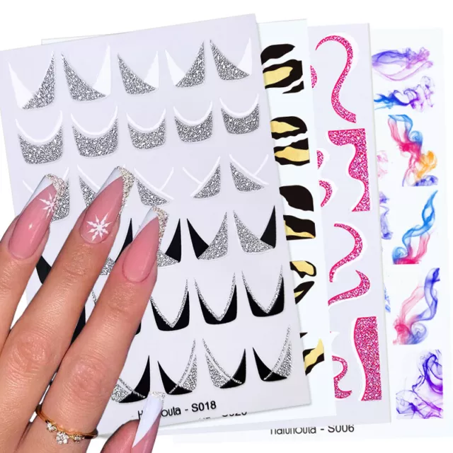 Nail Art Aufkleber Selbstklebend Nagel Designs French Sticker Blooming Tinte/