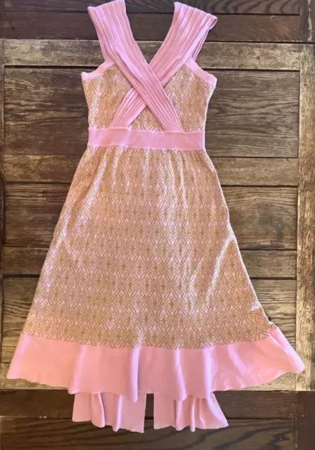 Anthropologie liamolly PINK GOLD Knit Dress RETRO LADYLIKE PREPPY UNIQUE CuTe XS