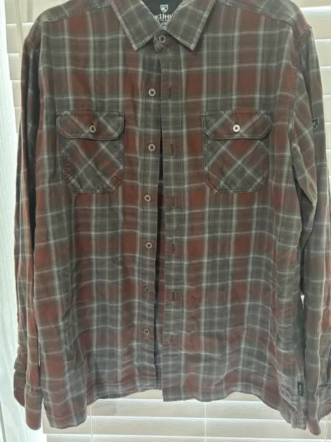 Kuhl Flannel Shirt Plaid Long Sleeve Outdoor Size Large