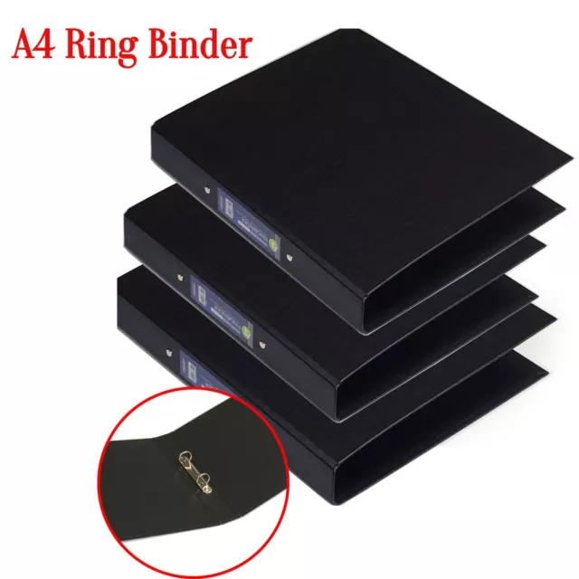 A4 Ring Binder Folder Black Office Document File Paper Organiser Pack of 3 & 6