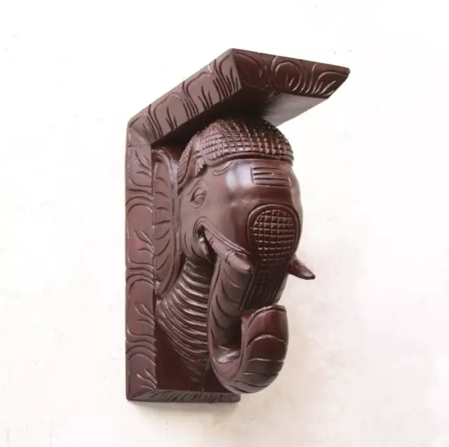 Elephant Corbel Vintage Wooden Wall Bracket Shelf Plant Stand Antique Home Decor