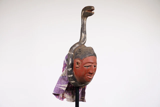 Tiv Festival Mask with Large Snake 17.5" - Nigeria - African Art 3