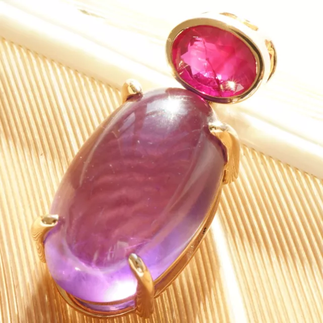 Rubin Amethyst Anhänger 750er Rosegold 1.06 ct 10.13 ct BURMA TOLLE FARBKOMBI