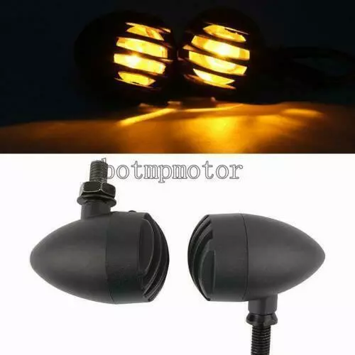 2X Motorcycle Bullet Turn Signals Amber for Harley Bobber Chopper Cafe Racer