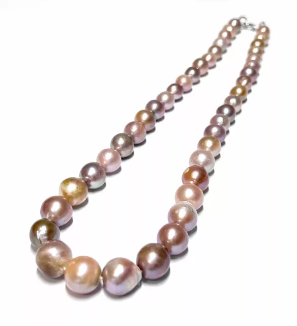 Hand Knotted Oval Round 11- 13.5mm Edison Multicolor Cultured Pearl 21" Necklace