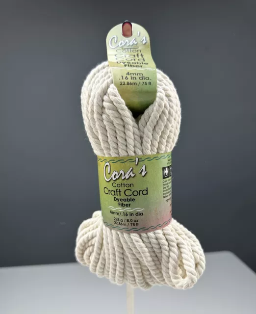 Cable de algodón 4 mmX75 ft 725879622008 fibra teñible NUEVO macramé plantas artesanales REGALO
