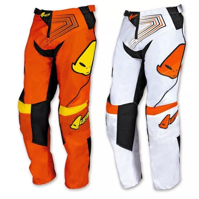 Pantaloni Ufo Moto Cross Iconic Off Road Enduro Bambino Arancio Bianco Tg 38 40