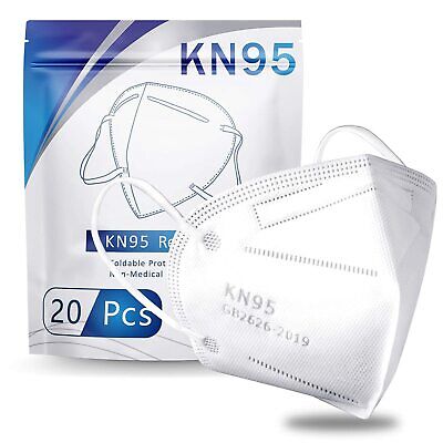 50 / 100 Pcs White KN95 Protective 5 Layer Disposable Face Mask Mouth Nose Cover