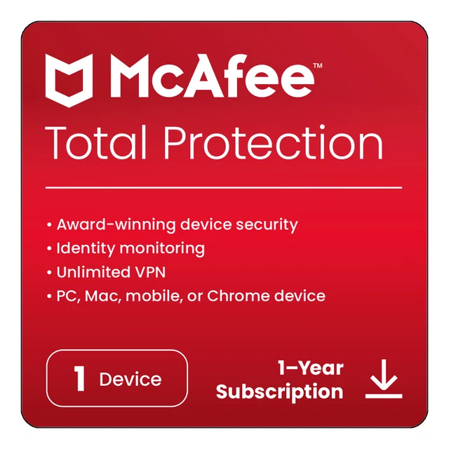 McAfee Total Protection Antivirus 2024  1 Year
