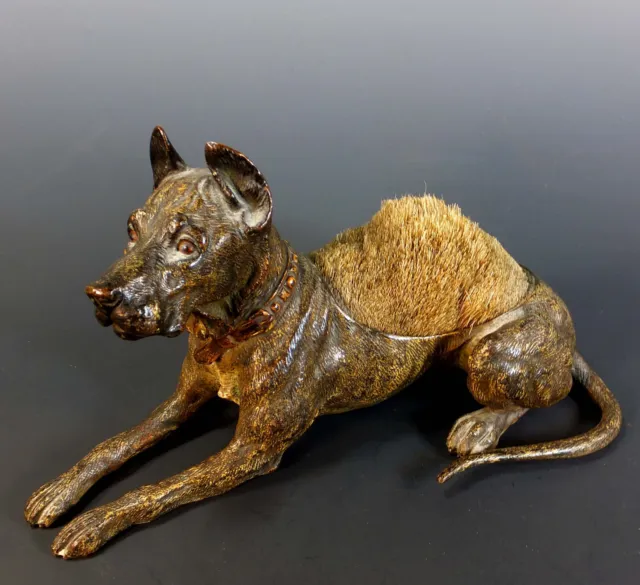 Lovely Very Large Cold Painted Vienna Bronze Pen Wipe Depicting A Great Dane