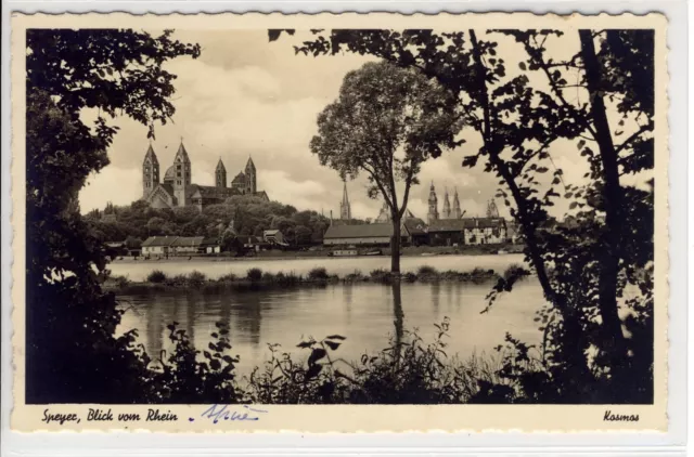 AK Speyer, Blick vom Rhein, um 1940 Foto-AK