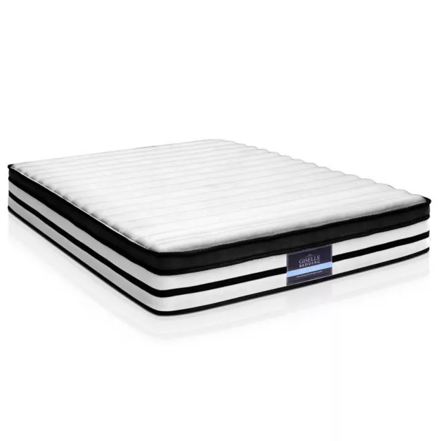 Giselle Bedding 27cm Mattress Euro Top Bed Pocket Spring Medium Firm Queen