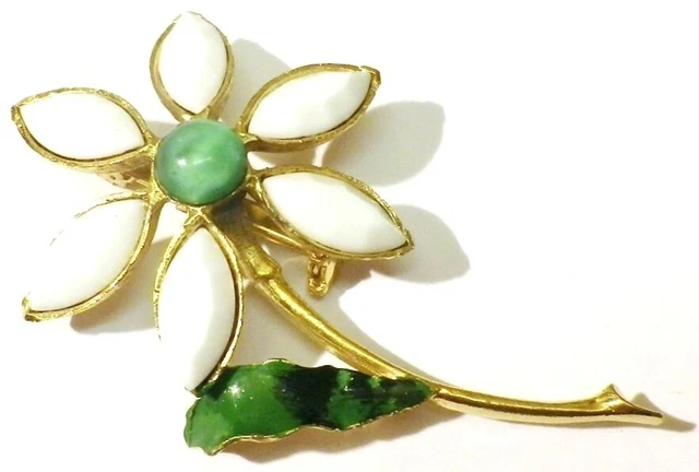 Broche Vintage Patrice Giraudeau Pour Les Julies - Fleur Avec Cabochon De Verre - Parfait état