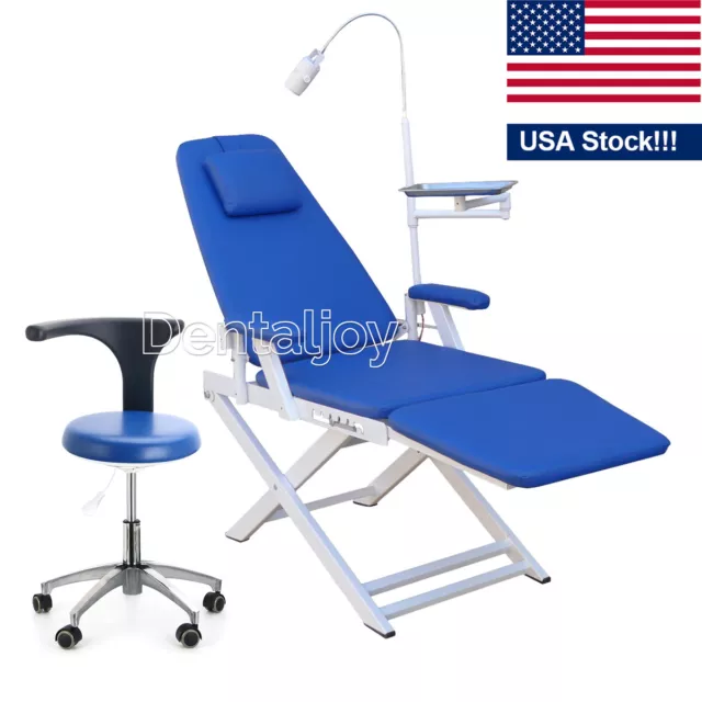 Portable Dental Folding Chair Unit LED Light Lamp Silla /Doctor Assistant Stool