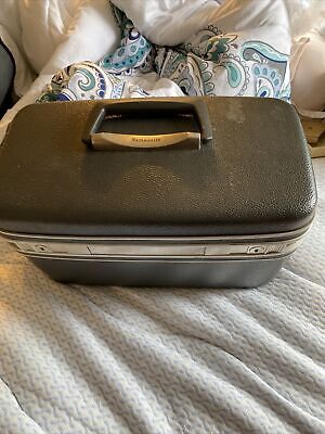 Vintage Samsonite Silhouette Beauty Case Makeup Tray mirror travel gray flaws
